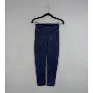 Lilly Pulitzer Leggings Womens XS Blue Luxletic Weekender Cropped Pockets Yoga